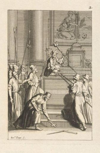 A Cleric with a Cross in a Temple
