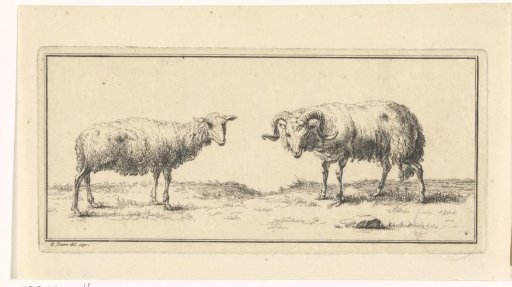 Landscape with a sheep and a ram