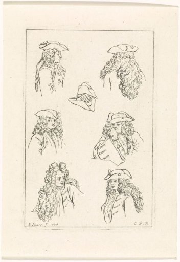 Poses of men's heads and ways of wearing a hat