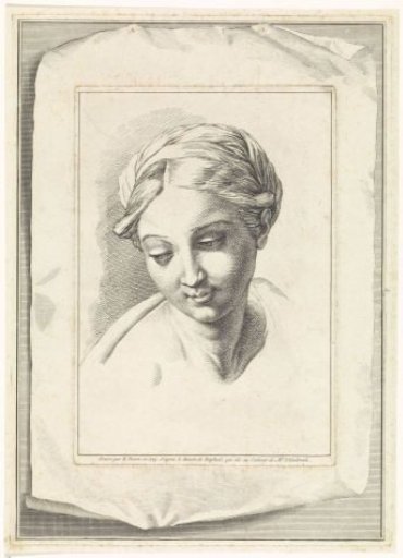 Study of a woman's head, eyes cast down