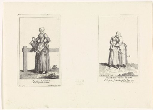 Dutch peasant woman and Frisian peasant woman with her daughter