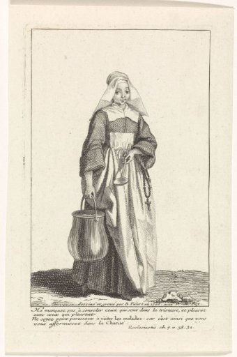 Nun with a kettle and spoon in her hands
