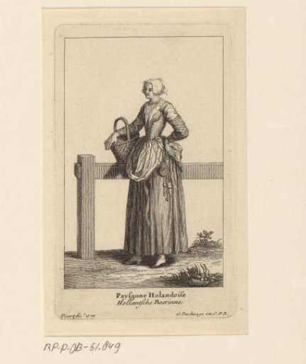 Holland peasant woman, wicker basket on her arm