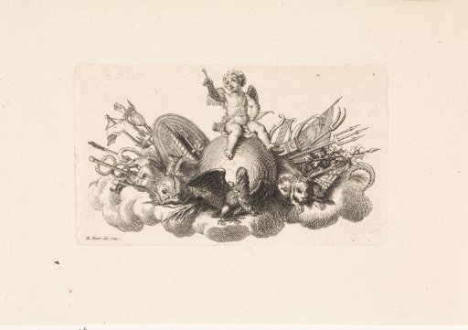 Triumphant Amor seated on the world
