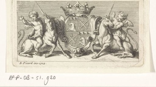 Crowned Coat of Arms Flanked by Unicorns
