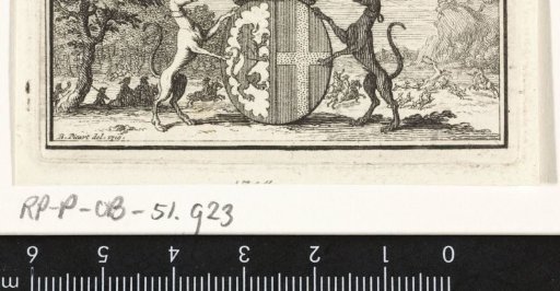 Crowned Coat of Arms Flanked by Hunting Dogs