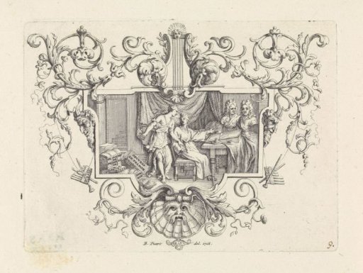Nicolas Boileau at his desk with his muse