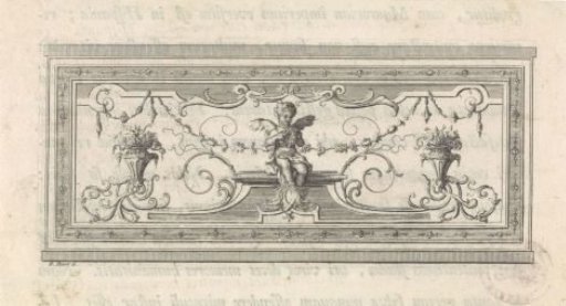Seated putto with a laurel wreath in his hands