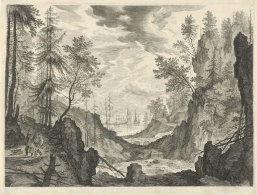 Wooded Landscape with a Waterfall