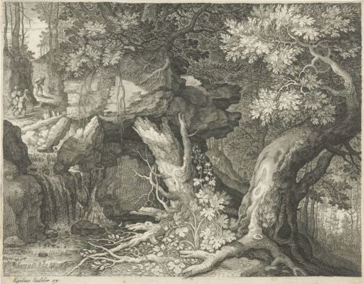 Travelers above a Waterfall