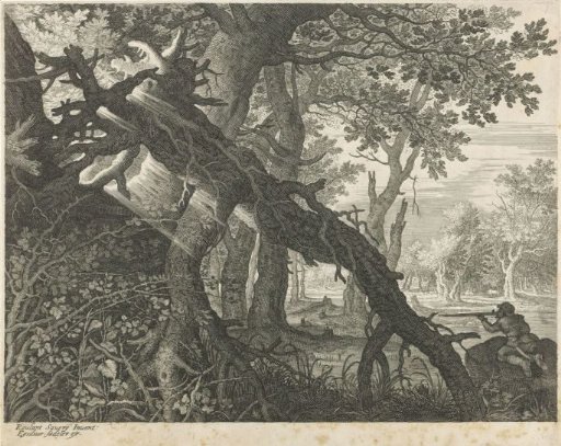 Rabbit Hunt in a Wooded Landscape