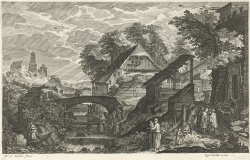 Houses beside a river