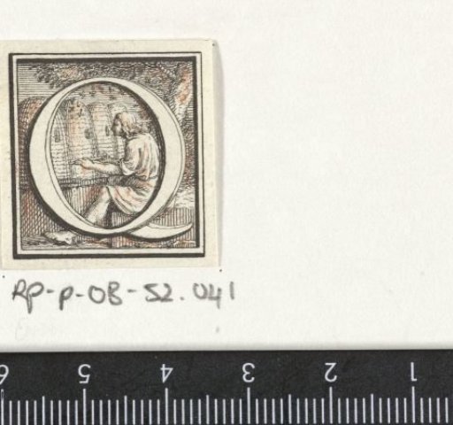 Capital Letter O with Portrait of a Figure and Beehives
