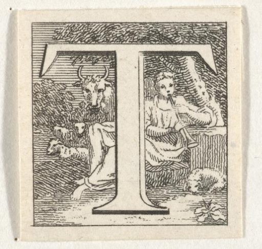Capital Letter T with Portrait of a Shepherd