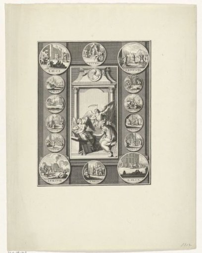 Allegorical Figures Surrounded by Fourteen Medals