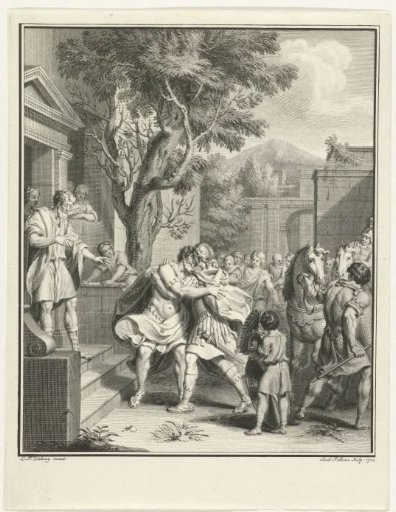 Telemachus and Nestor in Embrace
