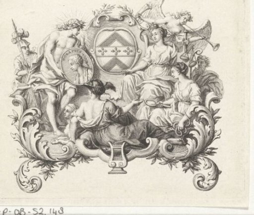 Cartouche with portrait medallion of Horatius