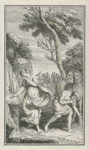 Two figures by a stream