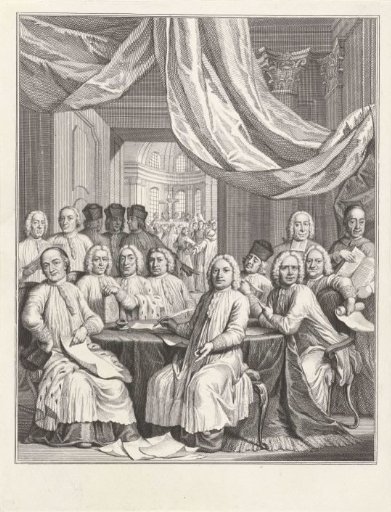 Company of clergymen around a table