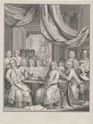 Company of clergymen around a table