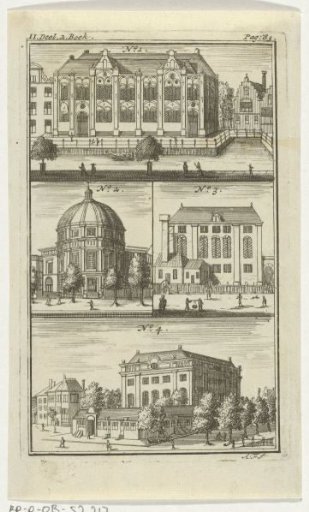 Four different churches and synagogues in Amsterdam