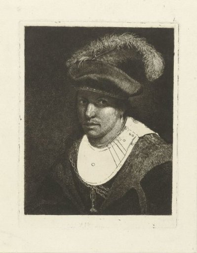 Portrait of an unknown man with a plumed cap