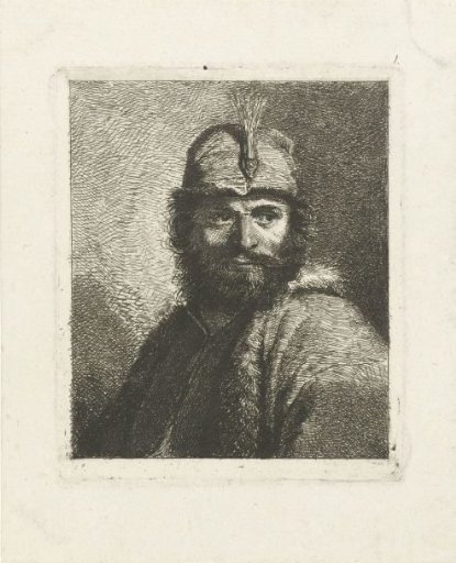 Portrait of an unknown man with a beard and a plumed hat