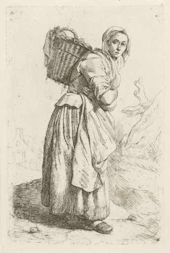 Peasant woman with a basket on her back