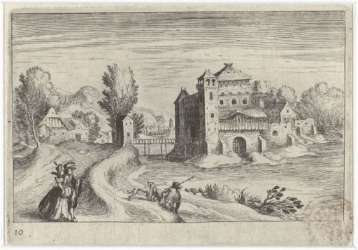 River landscape with a castle