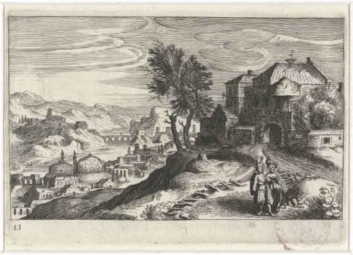 River valley with buildings