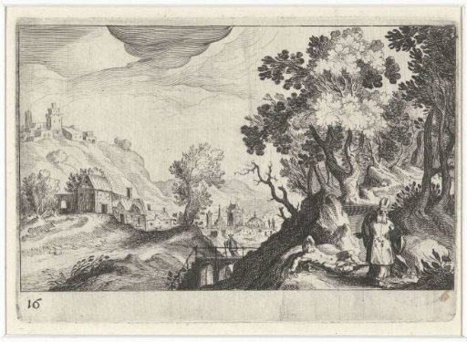 Hilly landscape with the Good Samaritan