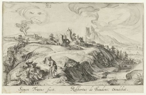 Mountain landscape with two figures