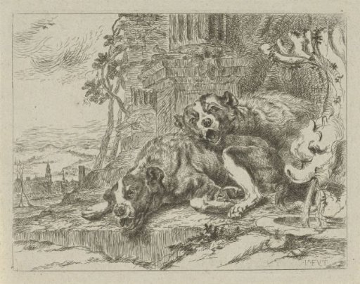 Two recumbent dogs