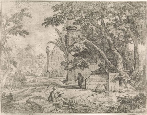 Arcadian landscape with ruins