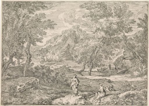 Arcadian landscape with three women