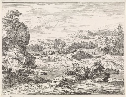 Landscape with a towed boat