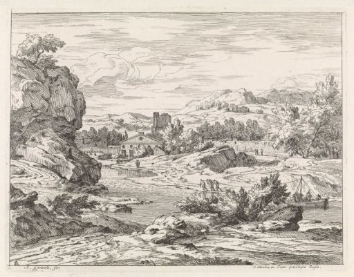 Landscape with a towed boat