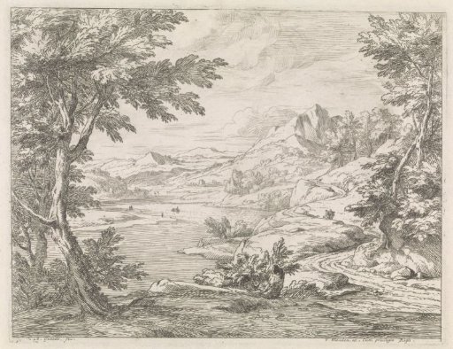 River landscape with a road
