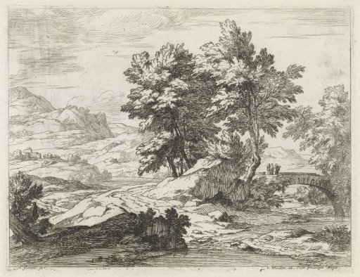 River landscape with a bridge