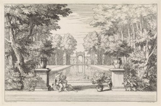 Architectural garden with a basin