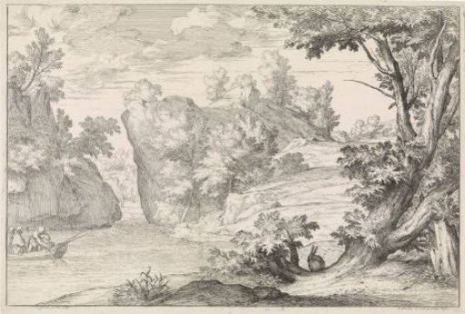 River landscape with a hare