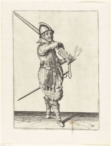 Sentry taking his musket from his shoulder