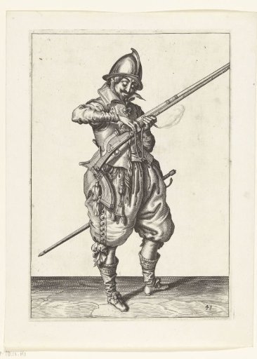 Sentry shaping the match on the cock of his musket to the correct position and form