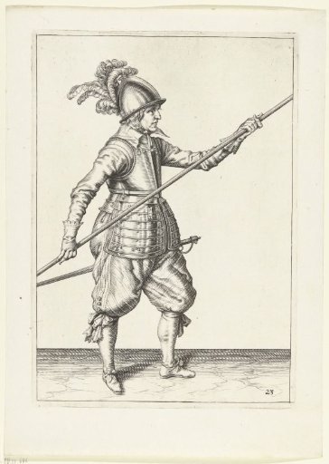 Soldier thrusting his spear forward by moving his right hand from the point to the butt of the weapon