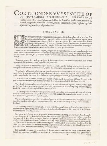 Text on the use of the pike in the Wapenhandelinghe van Roers Musquetten ende Spiessen (sheet A)