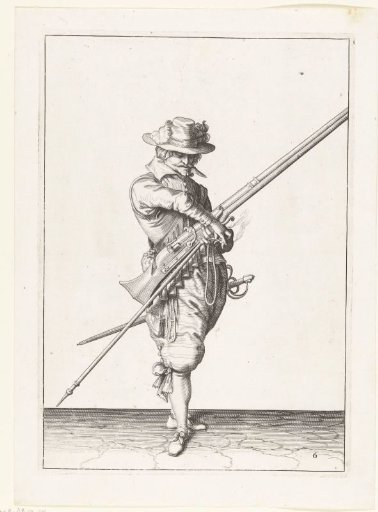 Soldier with a musket taking his match