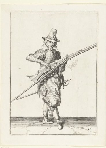 Soldier closing the pan of his musket