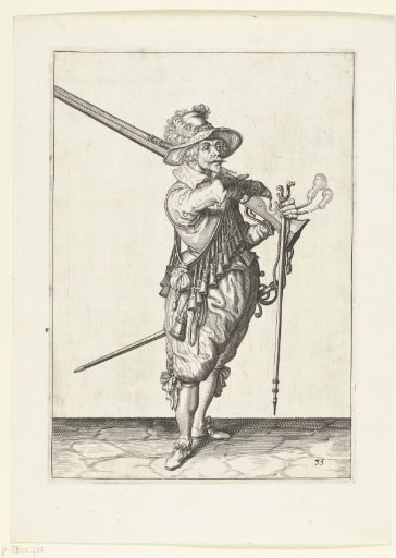 Sentry taking his musket from his shoulder
