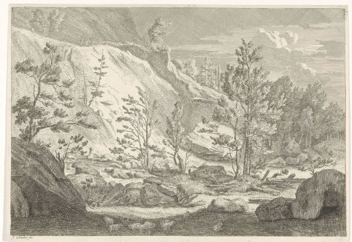 Ravine with a flock of sheep