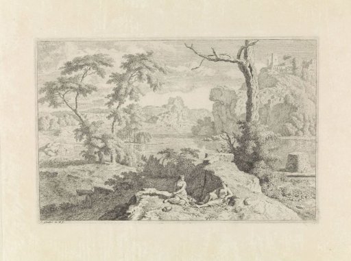 Arcadian landscape with two women